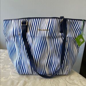 Vera Bradley Blue and White Wave Pattern Tote
